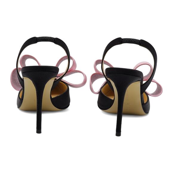 Mach & Mach Le Cadeau Satin Slingback Pumps 95mm in Black $1025 - Picture 6 of 9